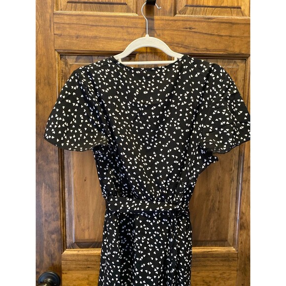 Heart Dress Size XL Elastic Waist Flutter Sleeves Flowy Slimming Faux Wrap Style - Picture 4 of 10